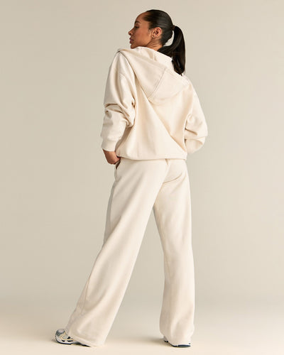 Comfort Lightweight Oversized Zip Up Hoodie Off White