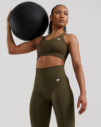 Power Seamless Sports Bra | Khaki