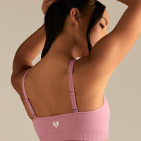 Power Seamless Zip Front Bra | Blush Pink