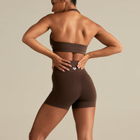 Essential Twist Front Halter Bra | Cocoa