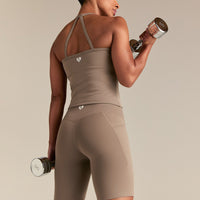 Essential Built-In Bra Midi Tank | Taupe Grey