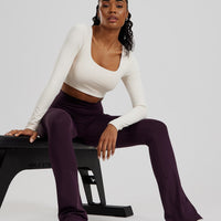 Essential Long Sleeve Built-In Bra Top | Off White