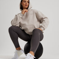 Comfort Oversized Statement Graphic Hoodie | Stone