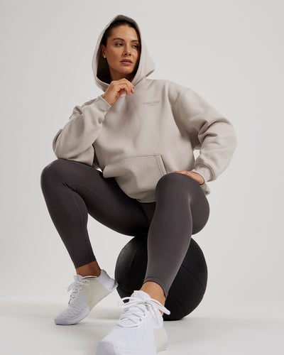 Comfort Oversized Statement Graphic Hoodie | Stone