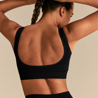 Power Seamless Open Back Mini Bra | Black