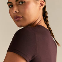 Smooth Contour Midi Short Sleeve T-Shirt | Cafe Noir