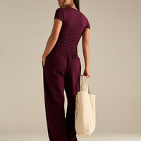 Smooth Contour Midi Short Sleeve T-Shirt | Merlot