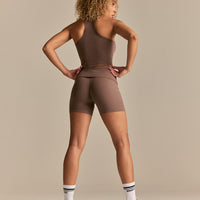Cotton Contour Racer Tank | Mocha