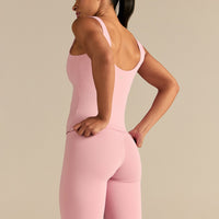 Essential Built-In Bra Scoop Back Tank | Sweet Pink