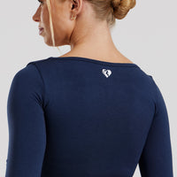 Define 2.0 Seamless Long Sleeve Built-In Bra Top | Sapphire Blue