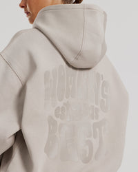 Comfort Oversized Statement Graphic Hoodie | Stone