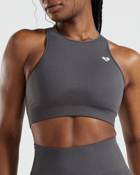 Power Seamless High Neck Bra | Graphite