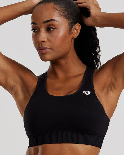 Power Seamless Adjustable Sports Bra | Black