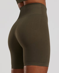 Power Seamless Cycling Shorts | Dark Olive