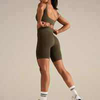 Power Seamless Cycling Shorts | Dark Olive