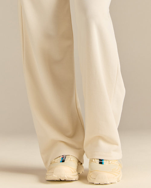 Comfort Lightweight Straight Leg Mid Waist Joggers | Coconut White
