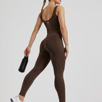 Essential Built-In Bra Scoop Back Tank | Cocoa