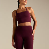 Essential Built-In Bra Crop Tank Top | Merlot