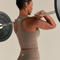 Essential Crop Tank Top | Taupe Grey