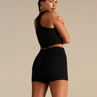Cotton Contour Racer Tank | Black