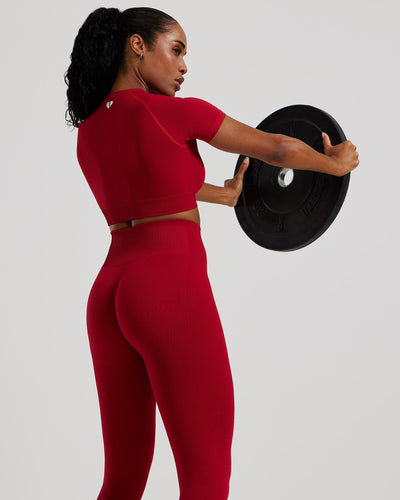 Power Short Sleeve Crop Top | Chilli Red