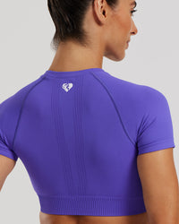 Power Seamless Short Sleeve Crop Top | Purple Flash