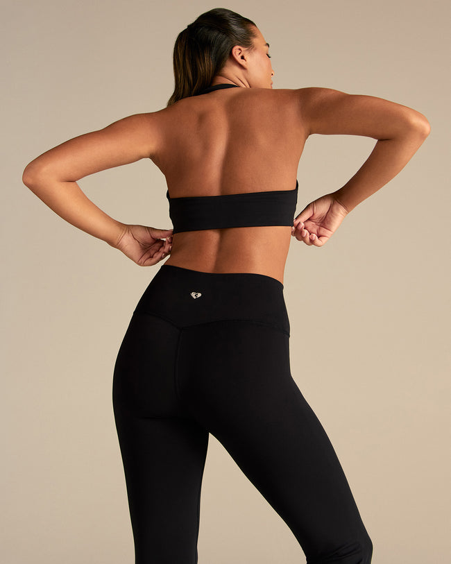 Essential Twist Front Halter Bra | Black