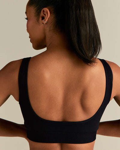 Power Seamless Open Back Mini Bra | Black