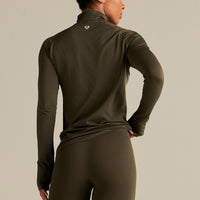 Lightweight Seamless 1/4 Zip Long Sleeve Top | Dark Olive