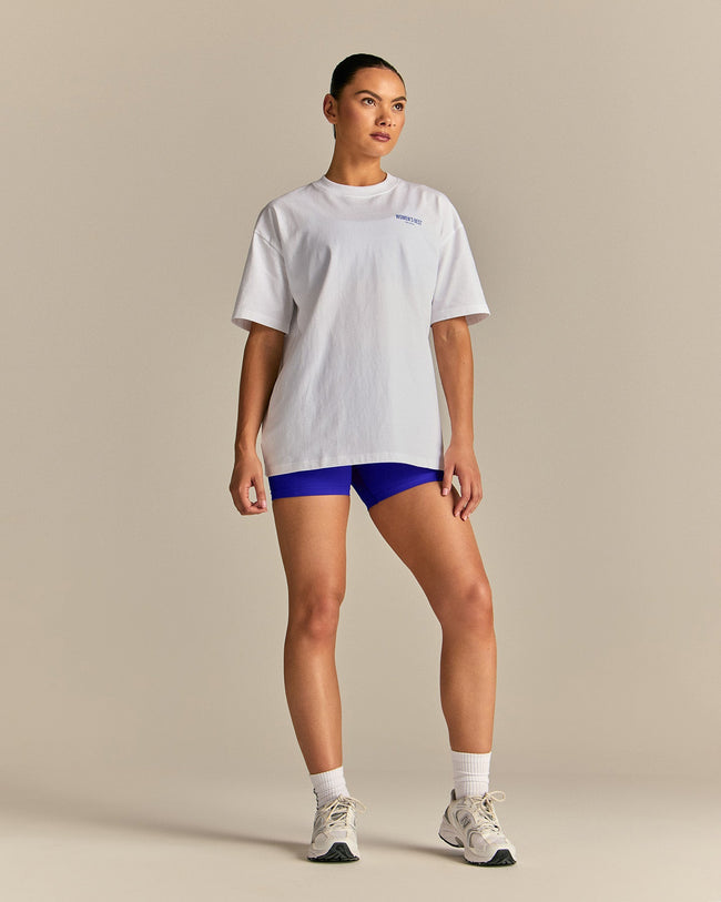 Comfort Summer Lifting Club Oversized T-Shirt | White/Luminous Blue