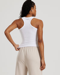 Comfort Ribbed Midi Tank | White