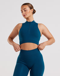 Define Seamless Half Zip Crop Tank | Teal