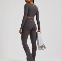Essential Long Sleeve Built-In Bra Top | Graphite