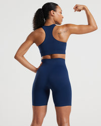 Power Seamless High Neck Bra | Sapphire Blue