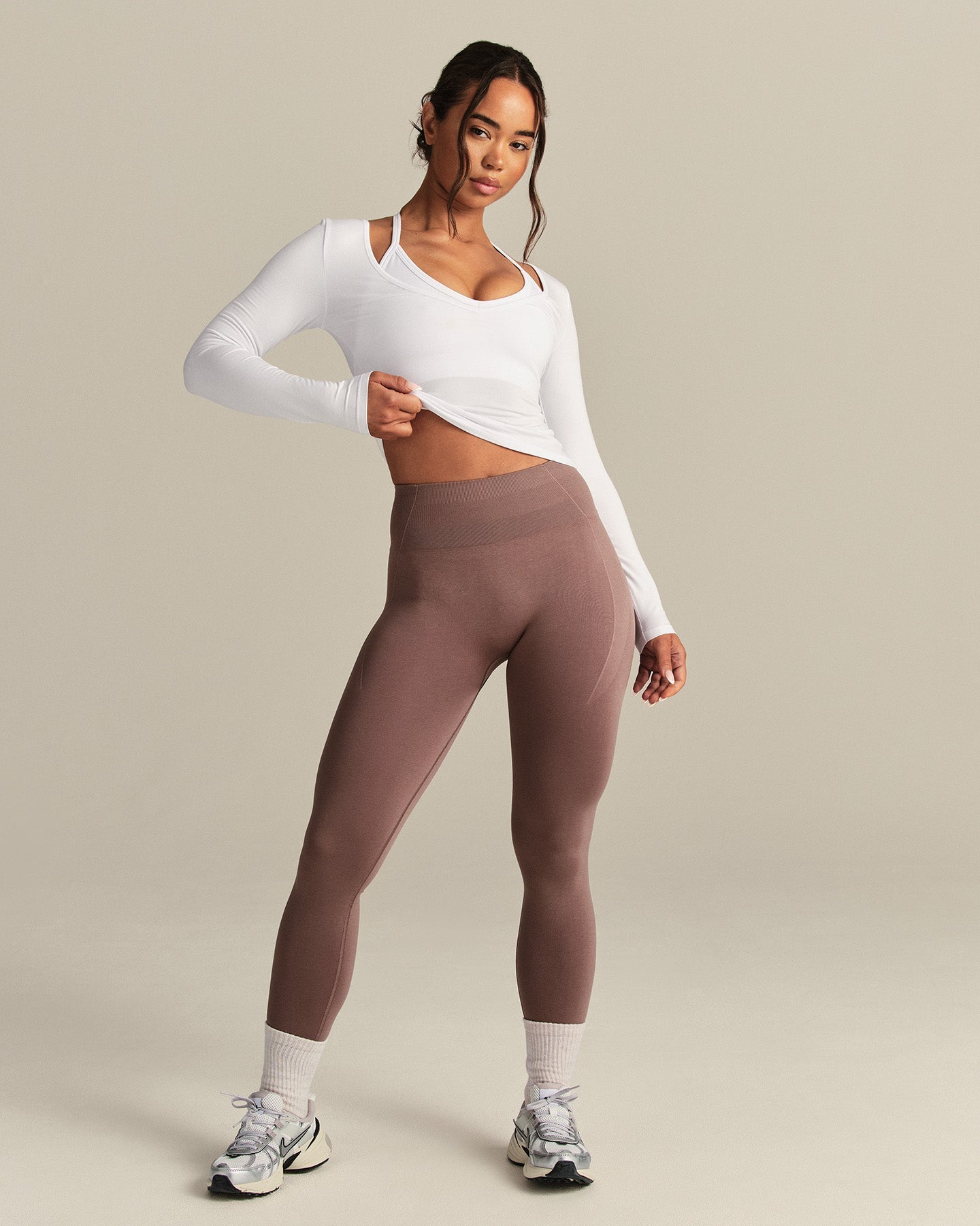 Smooth Contour Long Sleeve Reversible T-Shirt | White