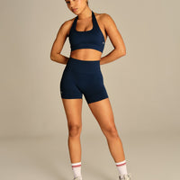 Power Halter Neck Bra | True Navy
