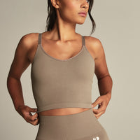 Power Seamless Built-In Bra Tank | Taupe Grey