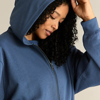 Comfort Lightweight Oversized Zip Up Hoodie | Blueberry
