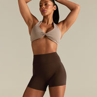Essential Twist Front Halter Bra | Buff