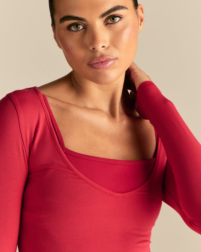 Smooth Contour Long Sleeve Reversible T-Shirt | Candy Apple