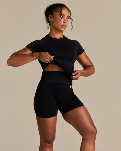 Power Seamless Short Sleeve Top | Black