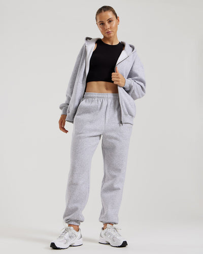 Comfort Oversized Zip-Up Hoodie - Silver Grey Marl | Women's