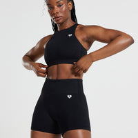 Power Seamless High Neck Bra | Black