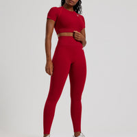 Power Short Sleeve Crop Top | Chilli Red