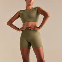 Motion Seamless Open Back Short Sleeve Crop Top | Willow
