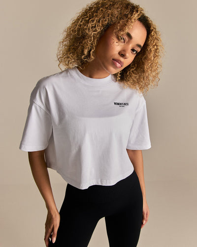 Comfort WB Logo Oversized Cropped T-Shirt | White