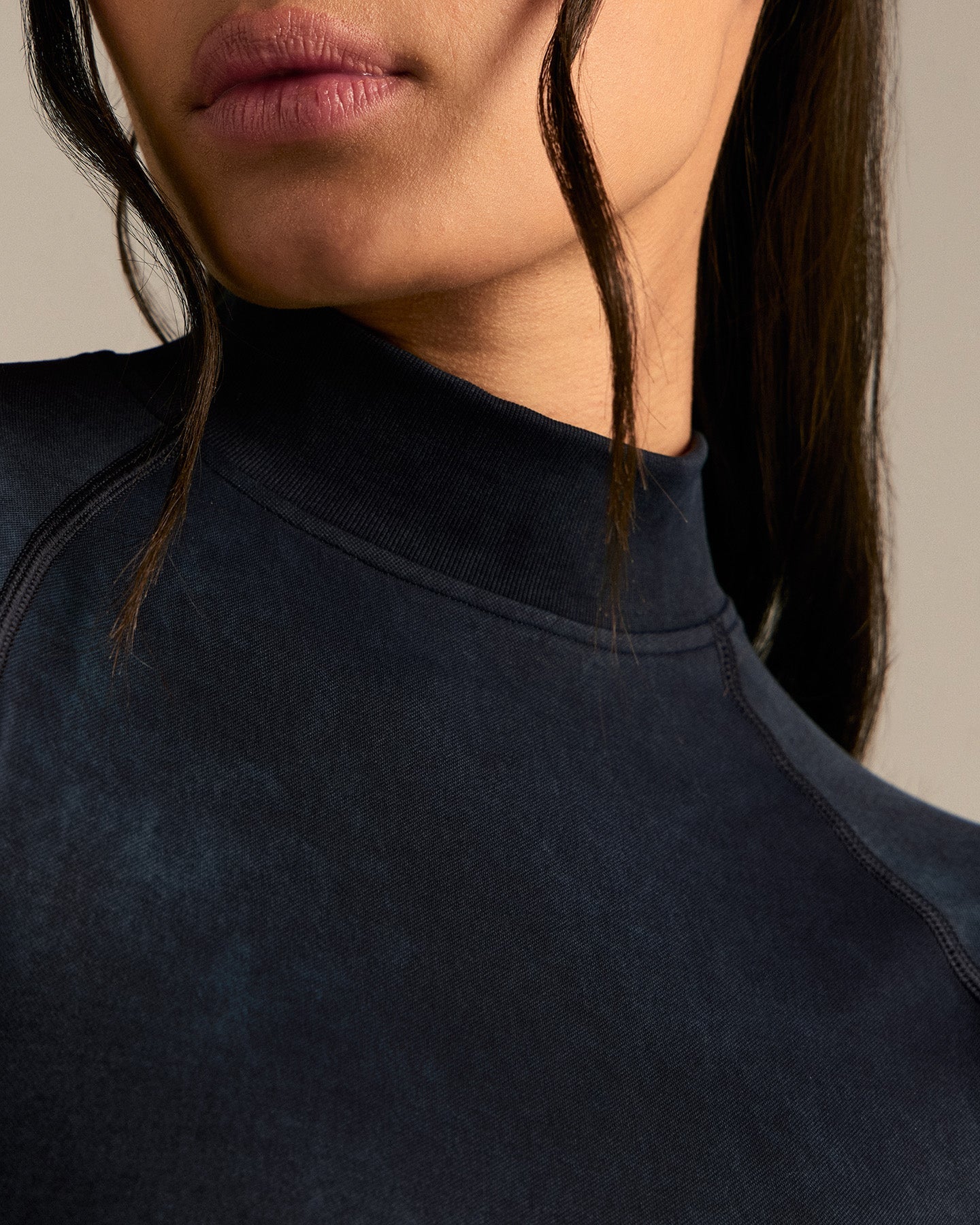Power Seamless Mock Neck Long Sleeve Top | Washed Black