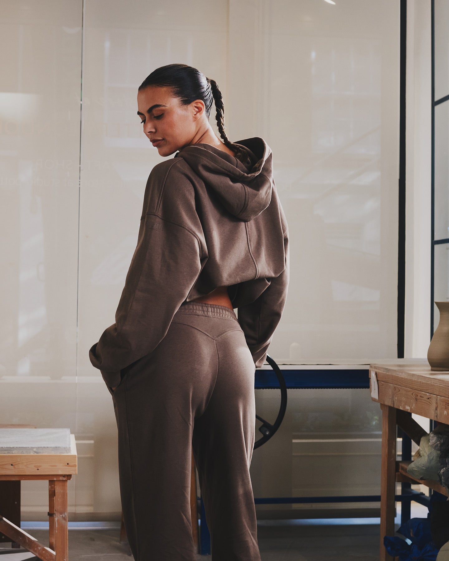 Comfort Oversized Hook Up Hoodie | Milk Chocolate