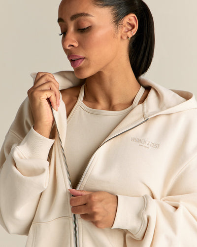 Comfort Lightweight Oversized Zip Up Hoodie | Off White
