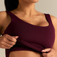 Essential Built-In Bra Scoop Back Tank | Merlot